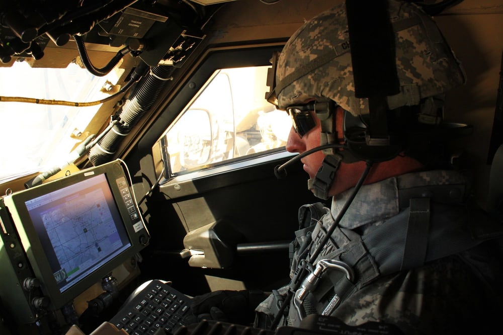 soldier in vehicle